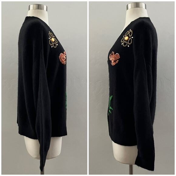 Wildfox Fancy Holiday Sequins Sweater Women's S Black Embellished Shimmer NWT - Picture 8 of 12